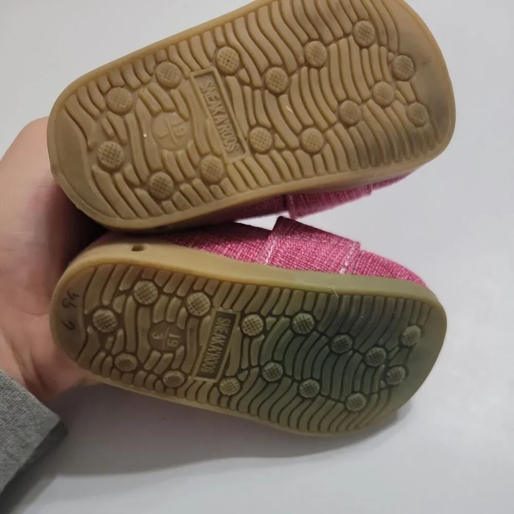 Sneak A Peek Baby Girl 3 Shoes Round Toe Slip On Pink Squeak Sneakers No Whistle